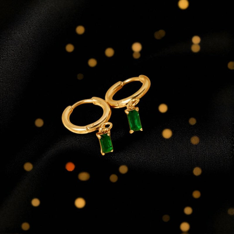 Conjunto - Collar/Aretes/Pulsera Trinidad Esmeralda Dorado / Emerald Trinity