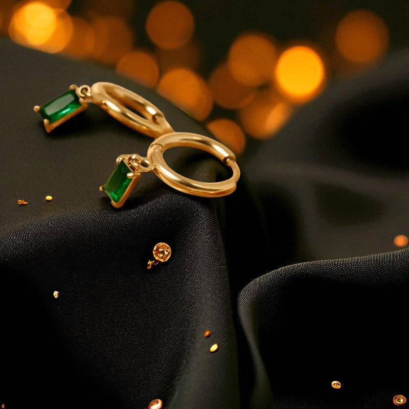 Conjunto - Collar/Aretes/Pulsera Trinidad Esmeralda Dorado / Emerald Trinity