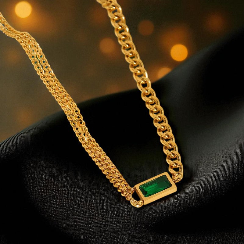 Conjunto - Collar/Aretes/Pulsera Trinidad Esmeralda Dorado / Emerald Trinity
