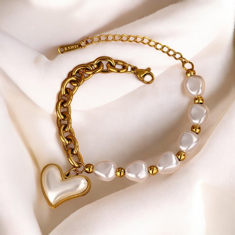 Conjunto Collar - Pulsera Amor y Perlas / Love and Pearls