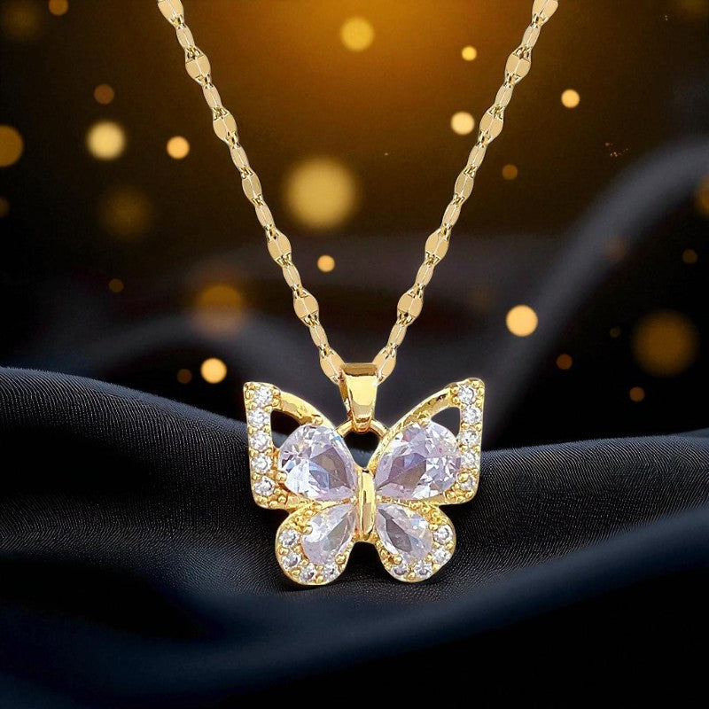 Conjunto - Collar/Aretes Brillo de Mariposas / Butterfly Glitter