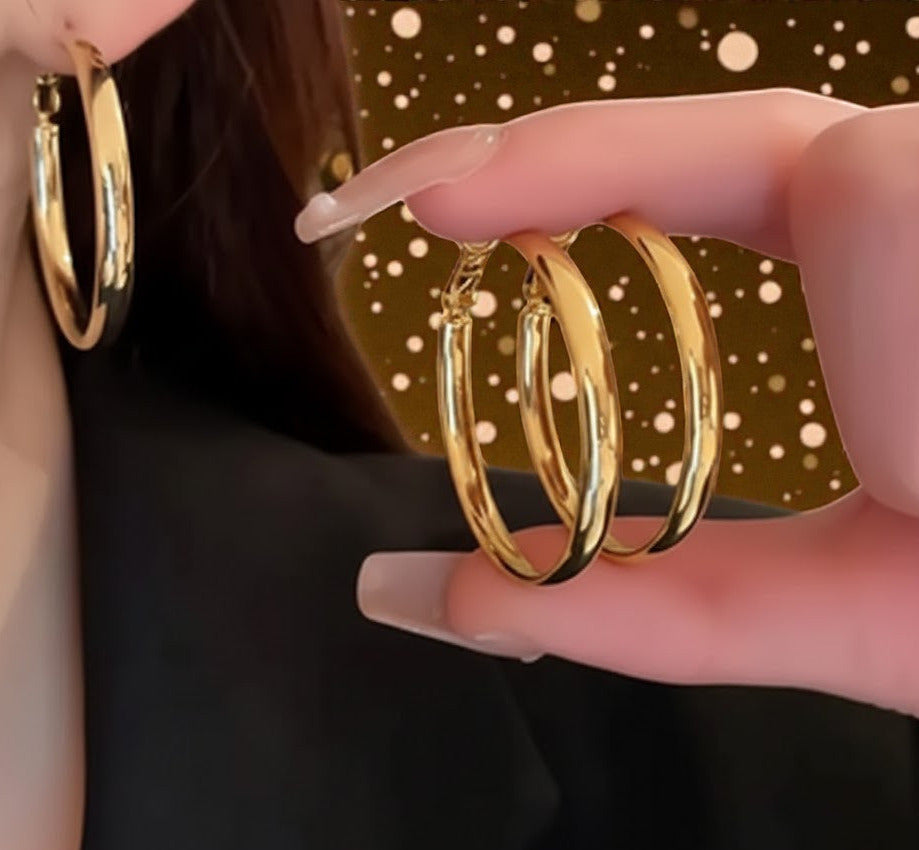 Arracadas de Aro "Essential Gold" de Tubo Grueso 30mm