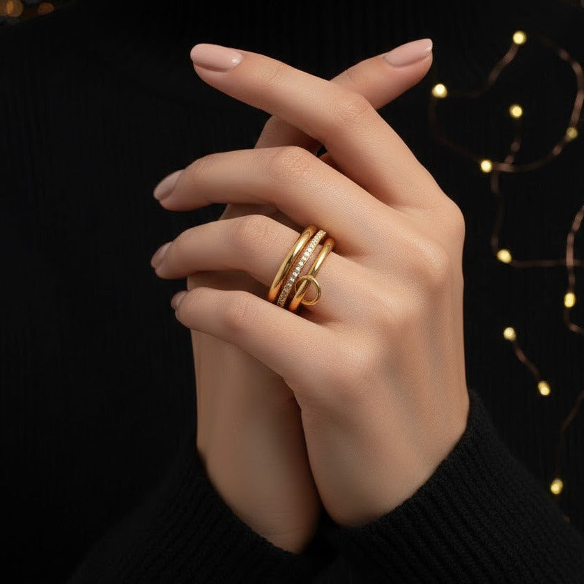 Anillo Dorado "Herencia" de 3 capas