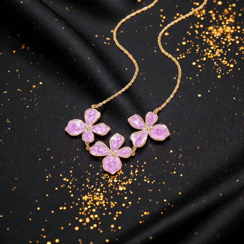 Collar Dorado "Floral Púrpura"