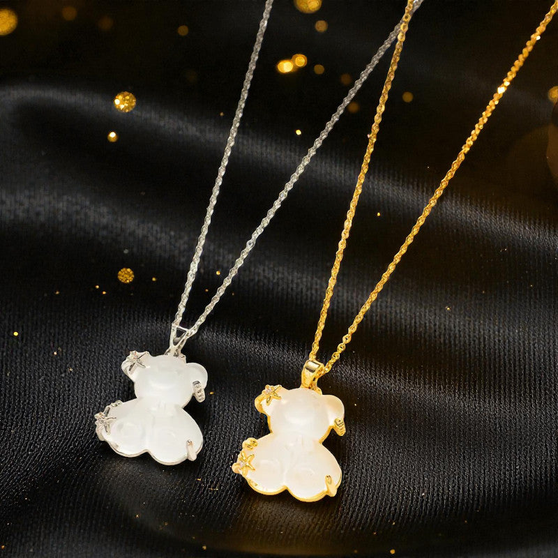 Collar Plateado "Osito Translucido"