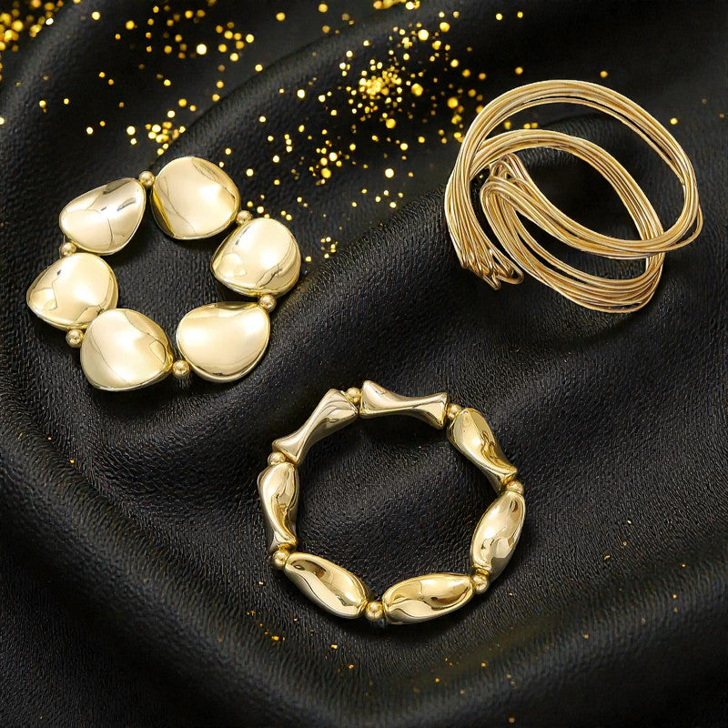 Set 3 Brazaletes Dorados "Viento del Este"