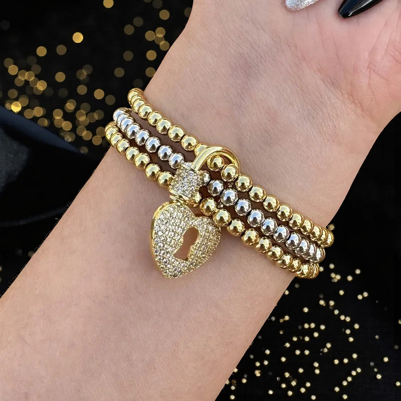 Pulsera Bitono "Esencia Trinity" Heart Lock