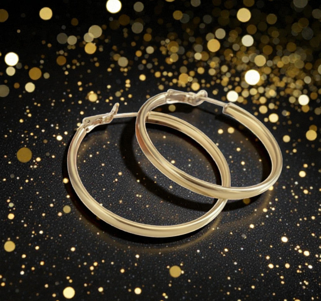 Arracadas de Aro "Essential Gold" de Tubo Grueso 50mm