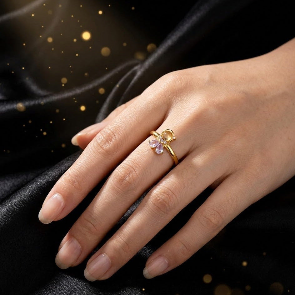 Anillo Dorado Princesa de Cristal Purpura