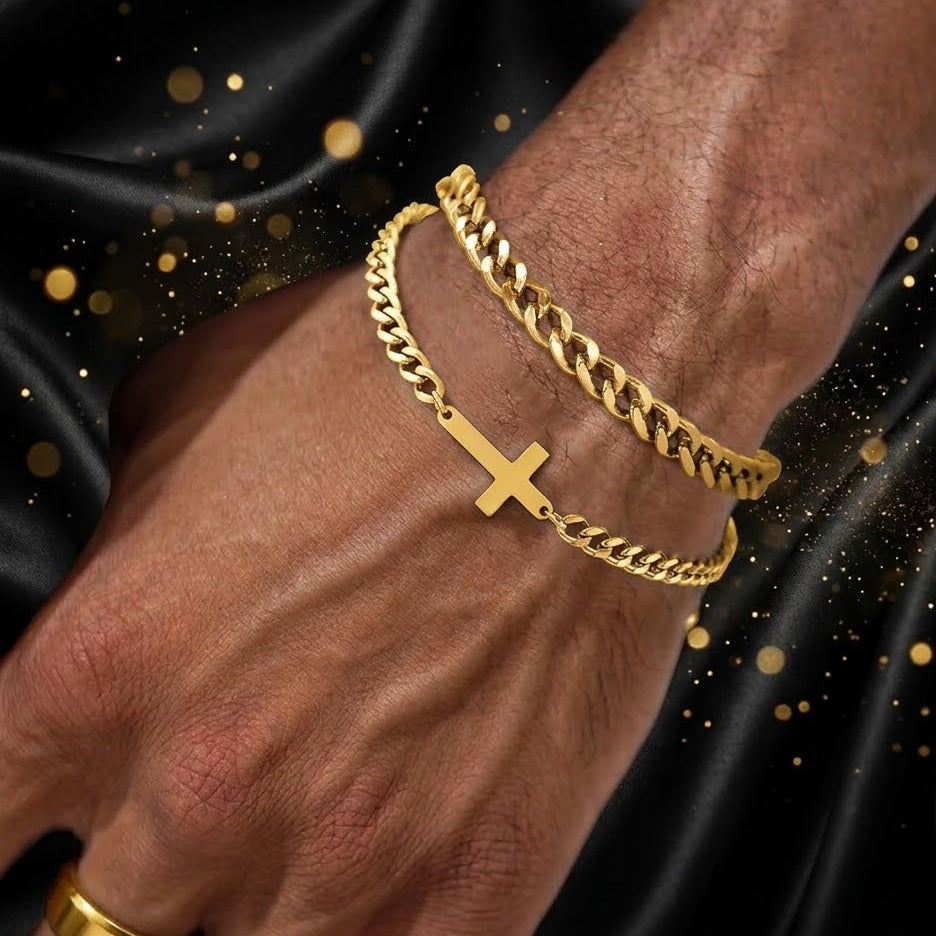 Pulsera Doble Dorada "Revelacion"