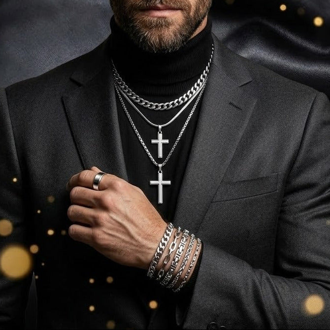 Conjunto de 9 Piezas Plateado "Alfa"