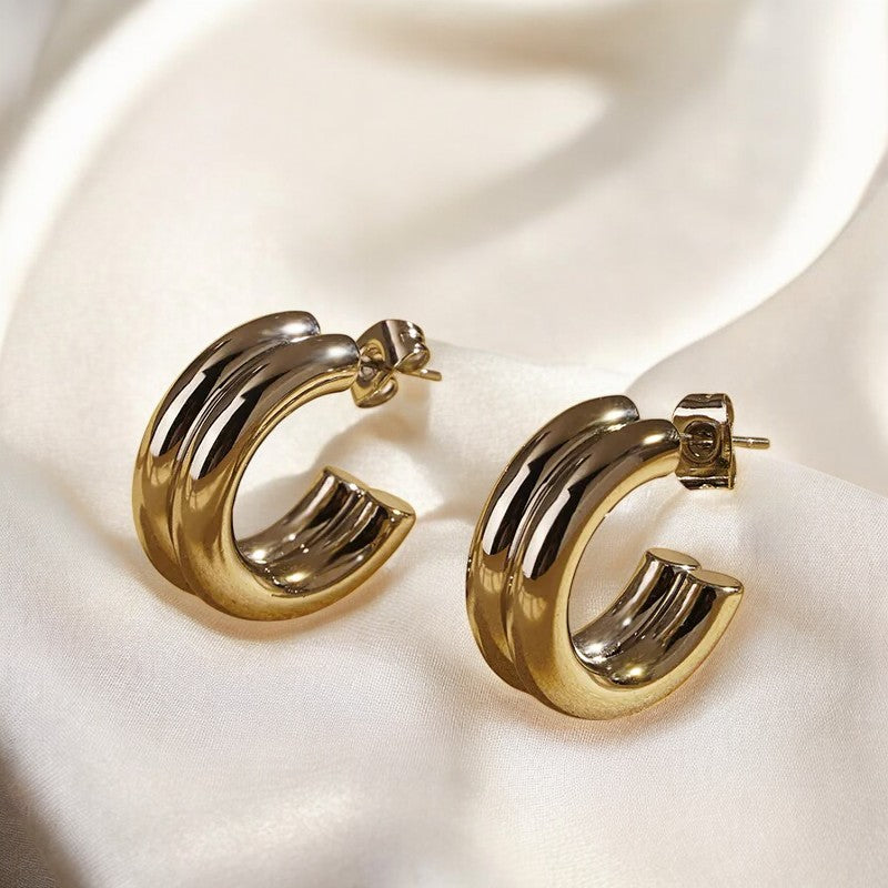 Aretes - Pendientes Doble Arco Plateado / Arch Earrings