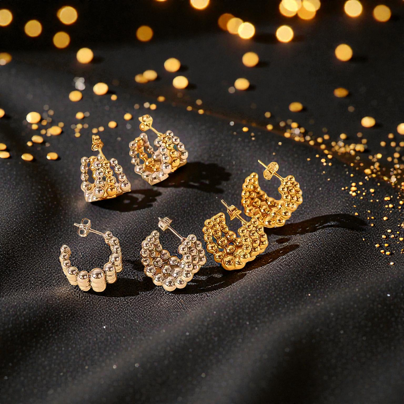 Aretes Tríada Dual Dorado y Plateado