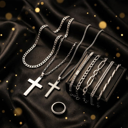 Conjunto de 9 Piezas Plateado "Omega"