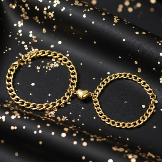 Par de Pulseras Doradas "Promesa de Dos"