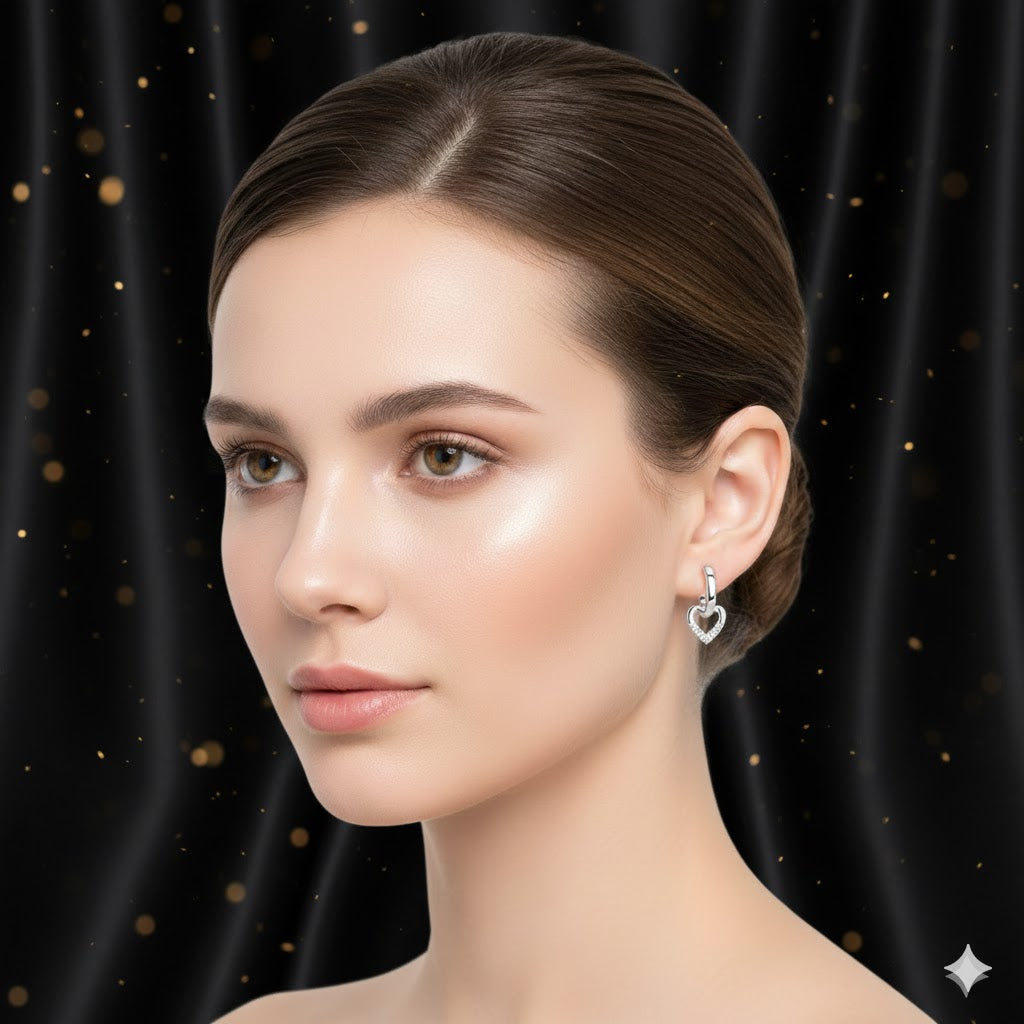 Aretes Plateados "Corazón de Gracia"