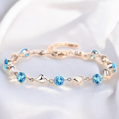 Pulsera Corazon y Circonita Azul / Heart and Zirconia