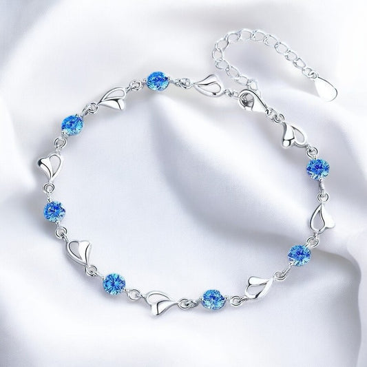 Pulsera Corazon y Circonita Azul / Heart and Zirconia