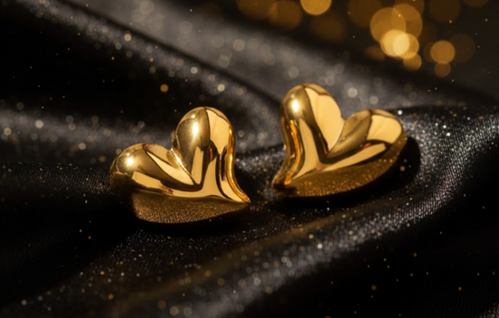 Aretes de Corazón "Infinite Love" en Dorado