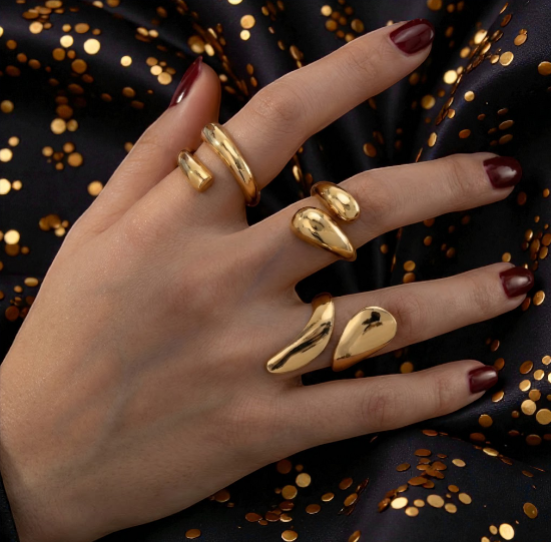 Set de 3 Anillos Dorados "Hálito"