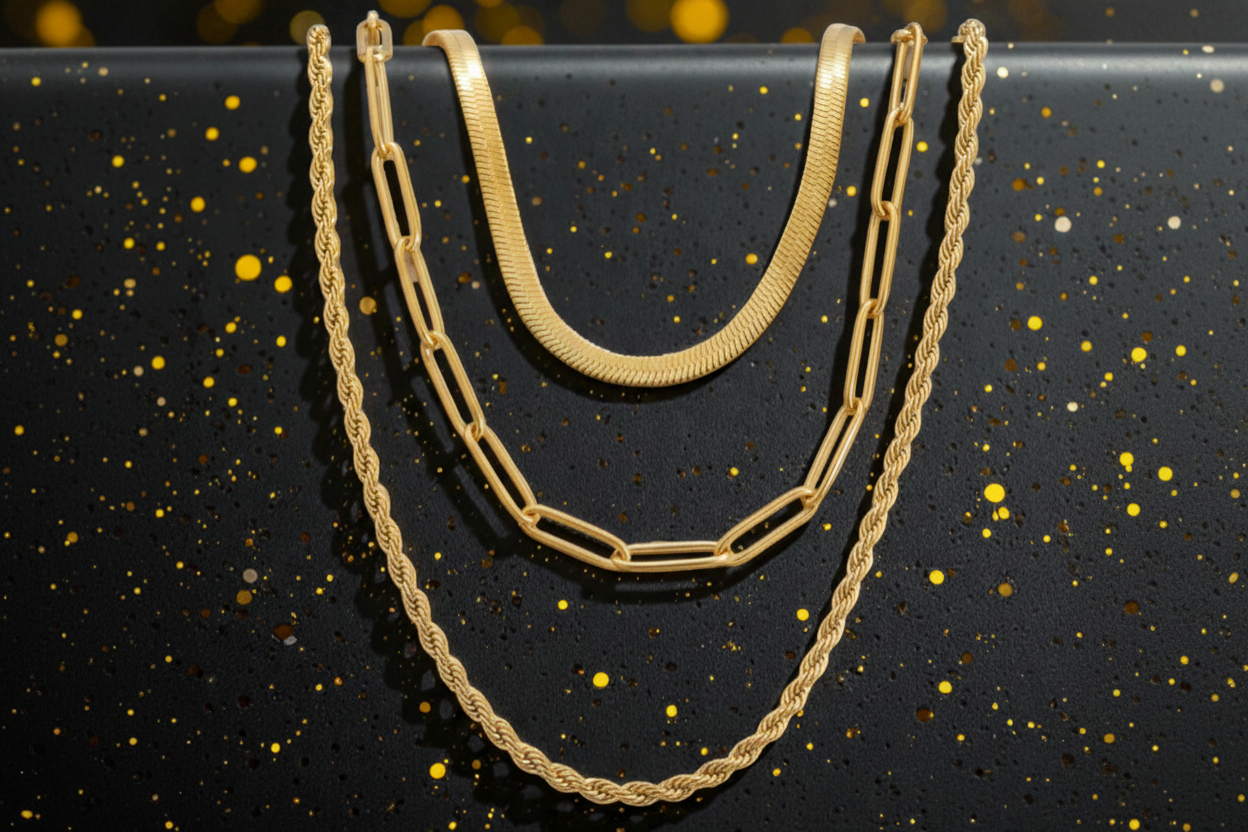 Set de 3 Collares Dorados "Golden Layering Sky"
