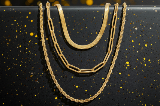 Set de 3 Collares Dorados "Golden Layering Sky"