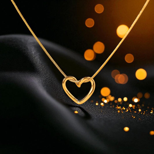 Conjunto - Collar/Aretes/Pulsera/Anillo Marco Eterno de Corazon Dorado / Eternal Heart Frame