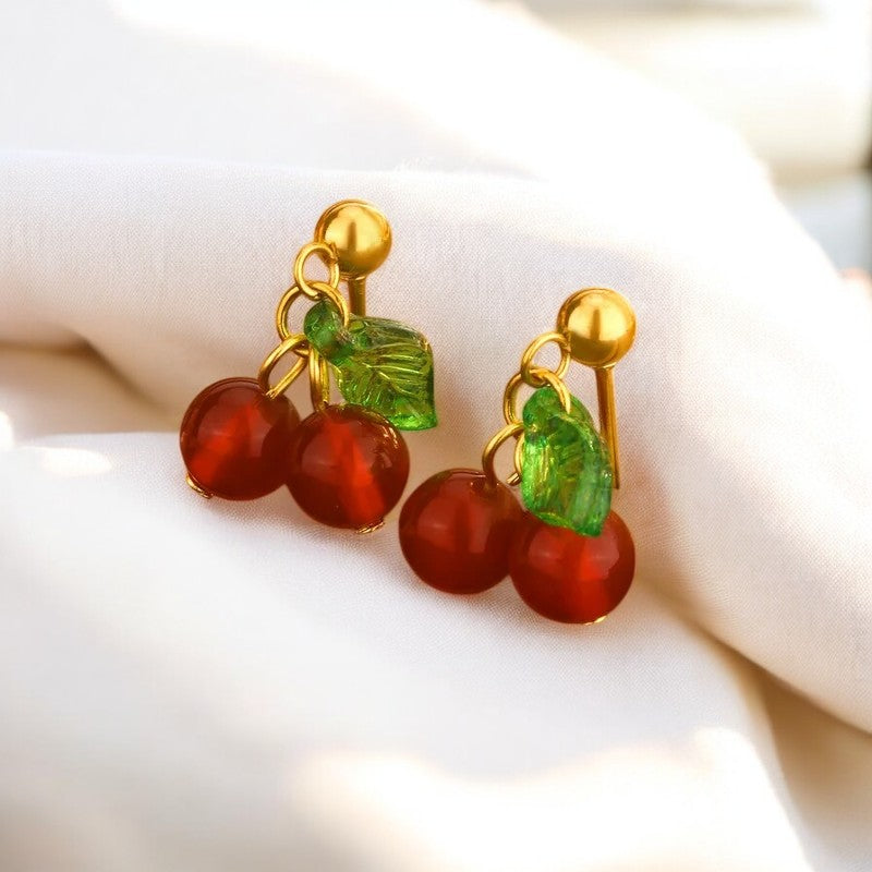 Conjunto Aretes - Collar Cereza / Cherry