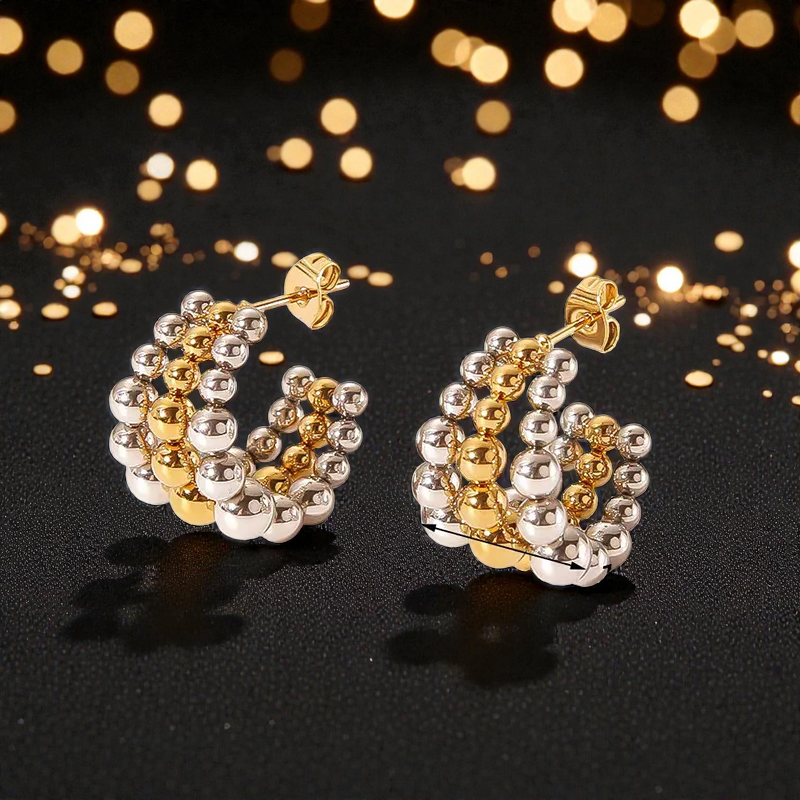 Aretes Tríada Dual Dorado y Plateado