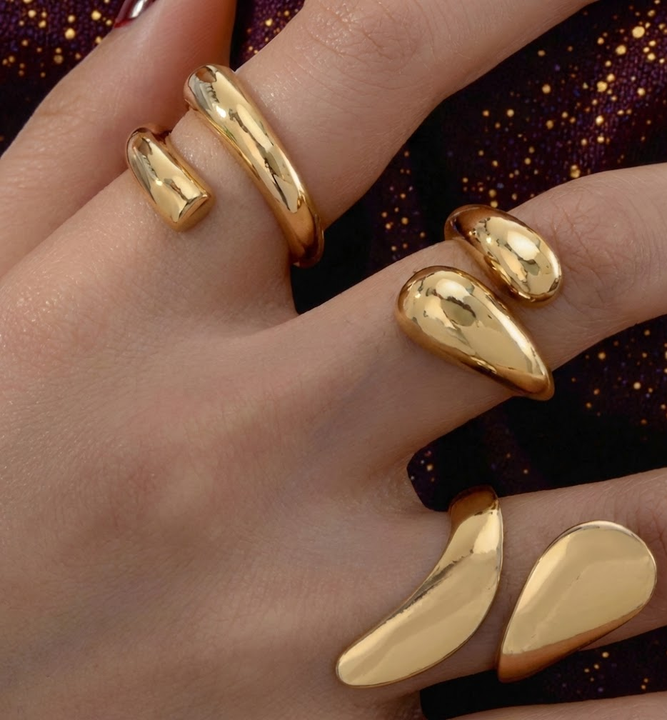 Set de 3 Anillos Dorados "Hálito"