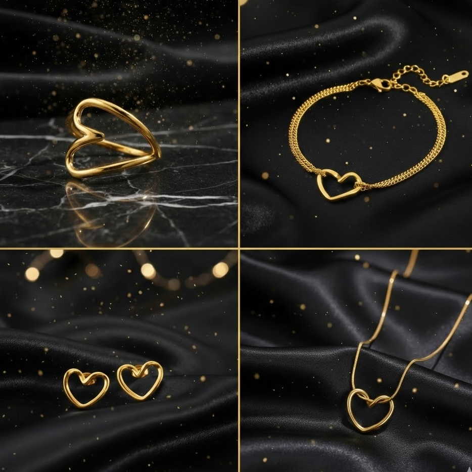 Conjuto Dorado 4 piezas "Iconditional Love"