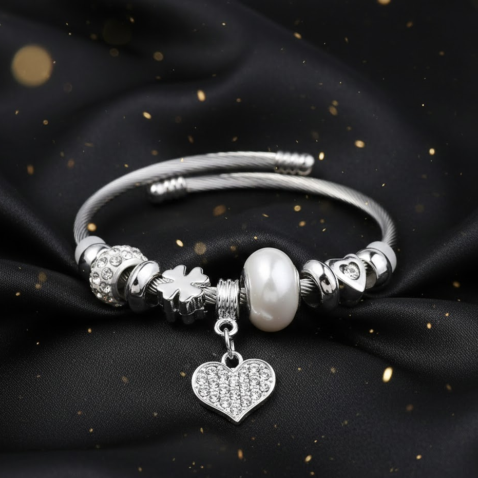 Brazalete Plateado "Talitha Silver" Corazon