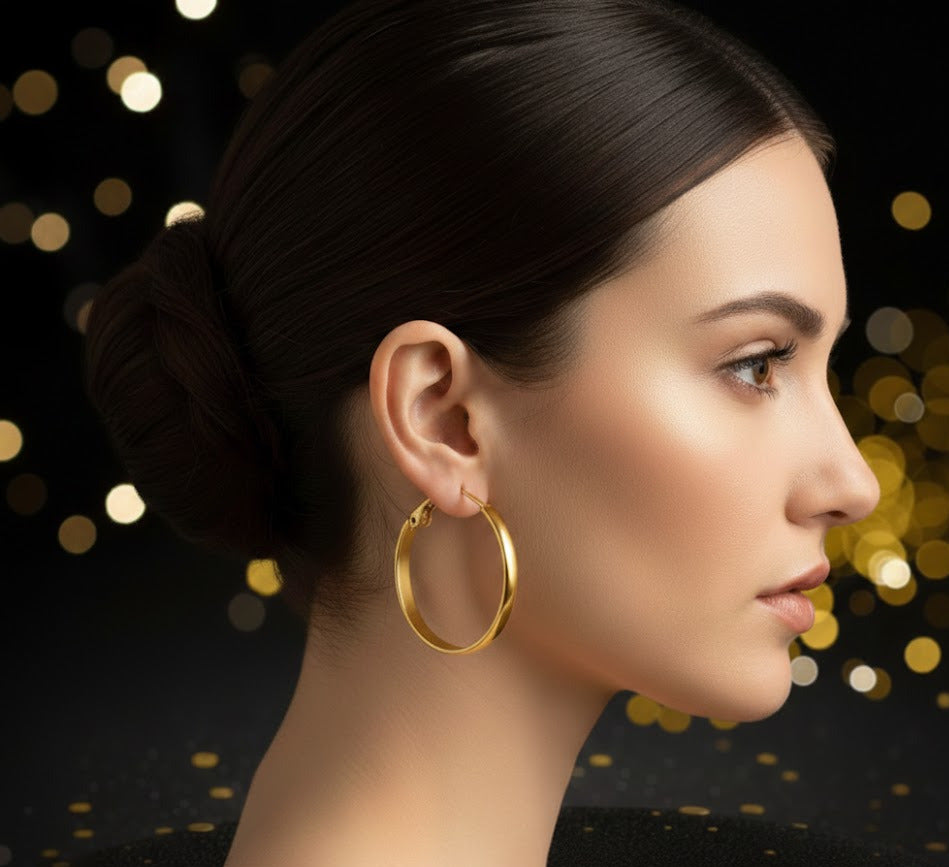 Arracadas de Aro "Essential Gold" de Tubo Grueso 30mm