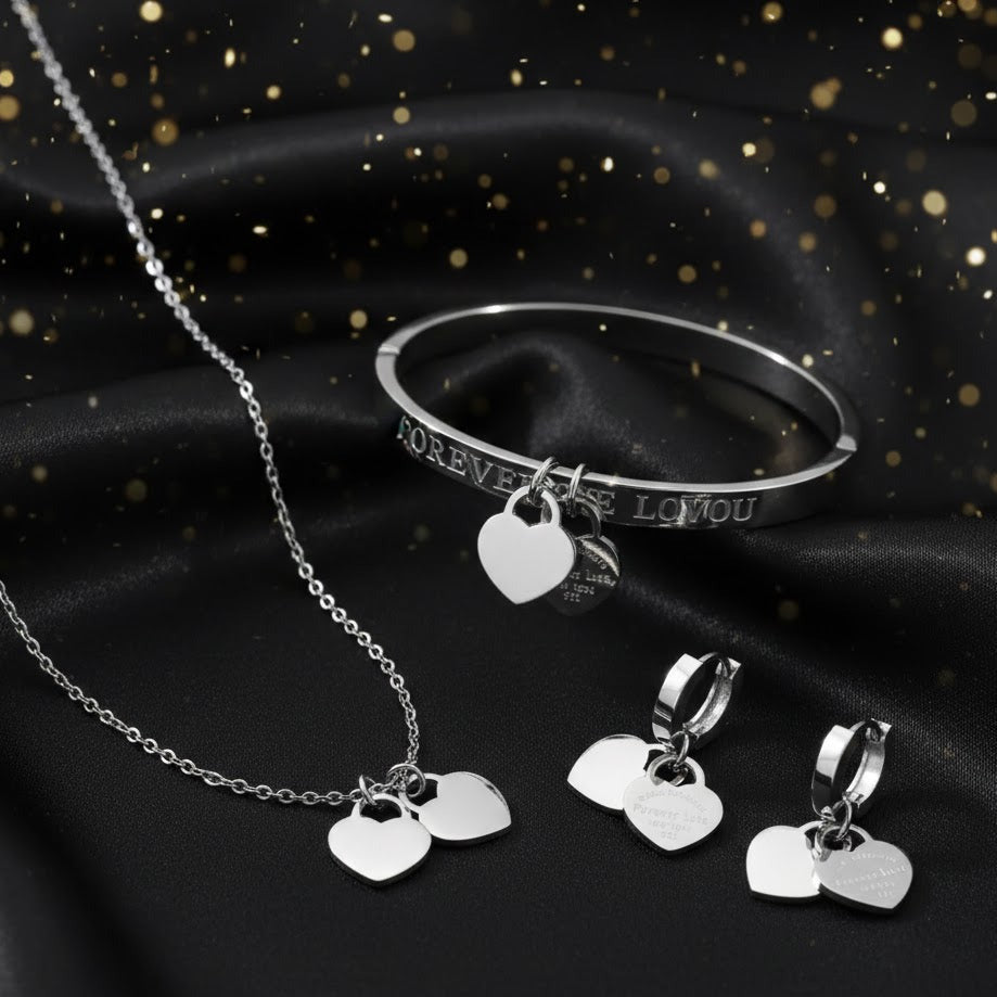 Conjunto Plateado de 3 Piezas "Latidos"