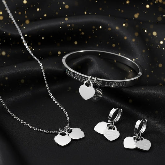 Conjunto Plateado de 3 Piezas "Latidos"