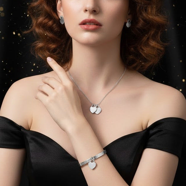 Conjunto Plateado de 3 Piezas "Latidos"