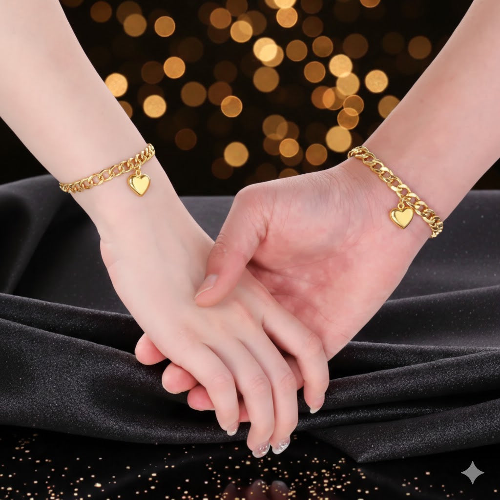 Par de Pulseras Doradas "Promesa de Dos"