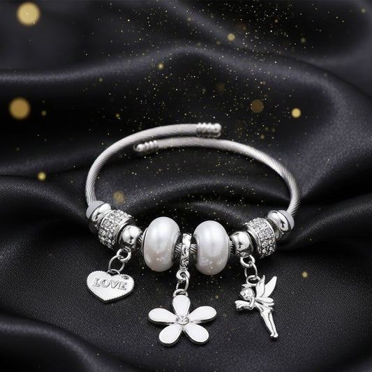 Brazalete Plateado "Talitha Silver" Flor