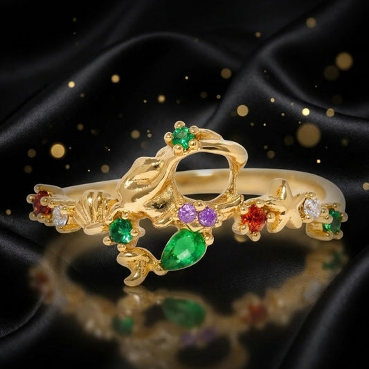 Anillo Dorado Verde - Rojo Especial "Princesitas"