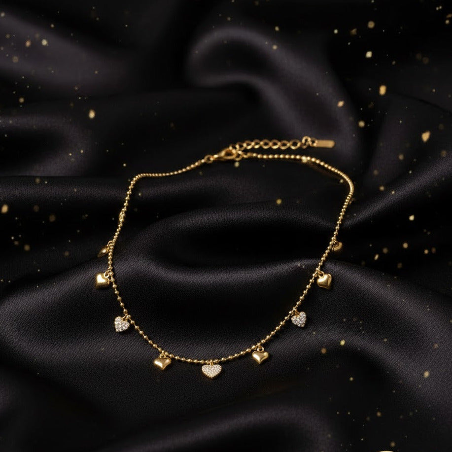 Gargantilla Dorada Lluvia de Corazones