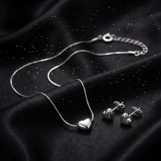 Conjunto Plateado "Corazon Amada"