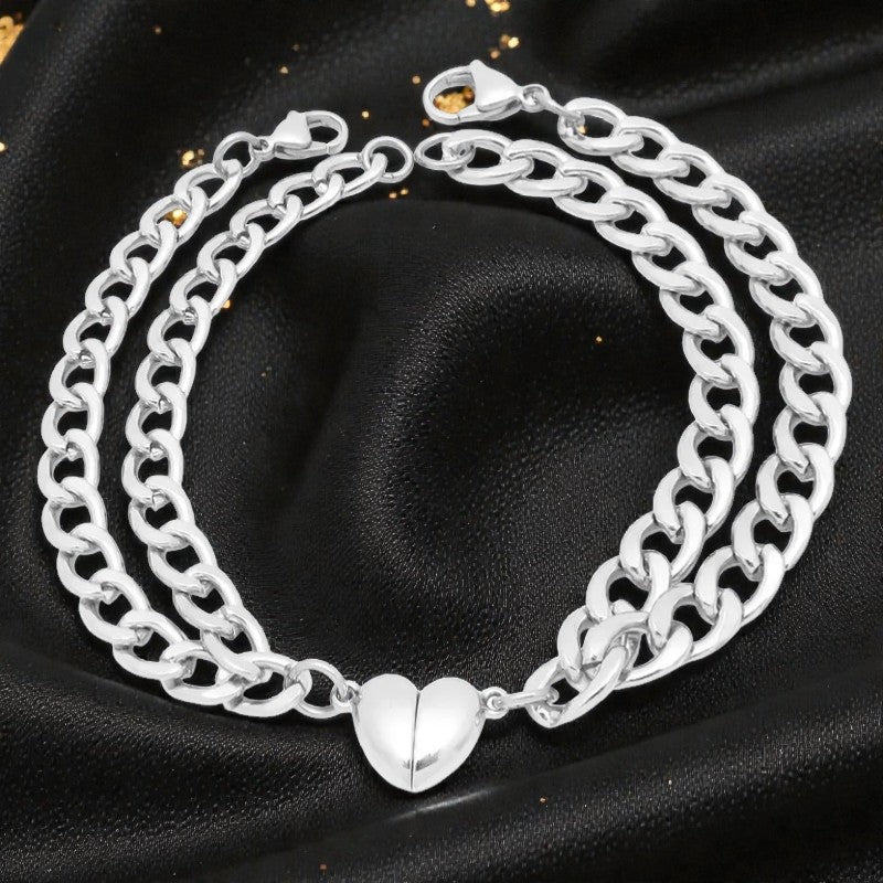 Par de Pulseras Plateadas "Promesa de Dos"