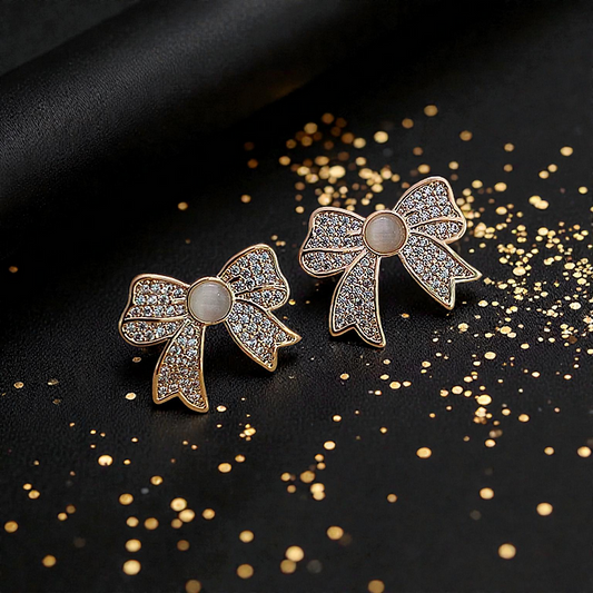 Aretes de Lazo "Golden Glow" con Cristales y Piedra Luna