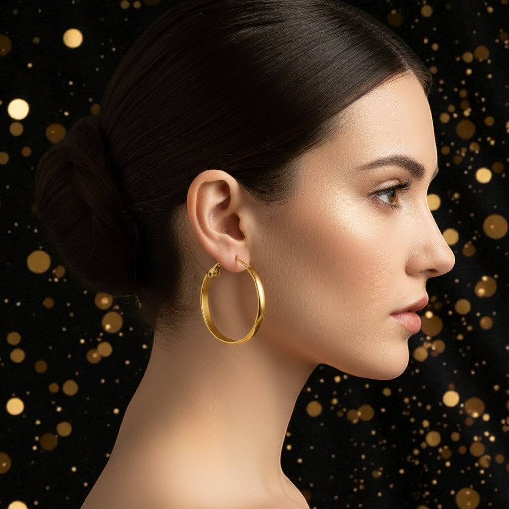 Arracadas de Aro "Essential Gold" de Tubo Grueso 40mm