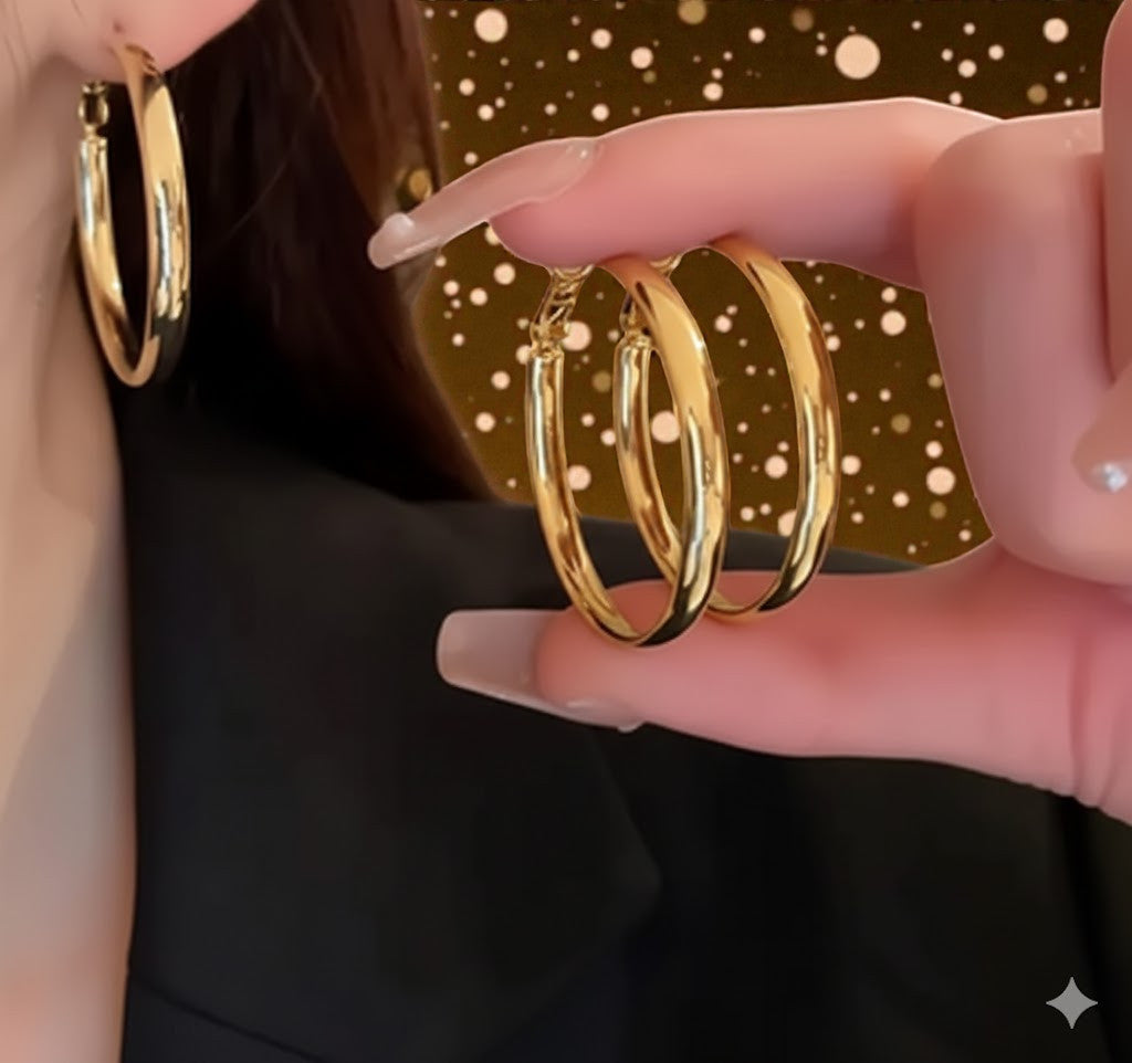 Arracadas de Aro "Essential Gold" de Tubo Grueso 40mm