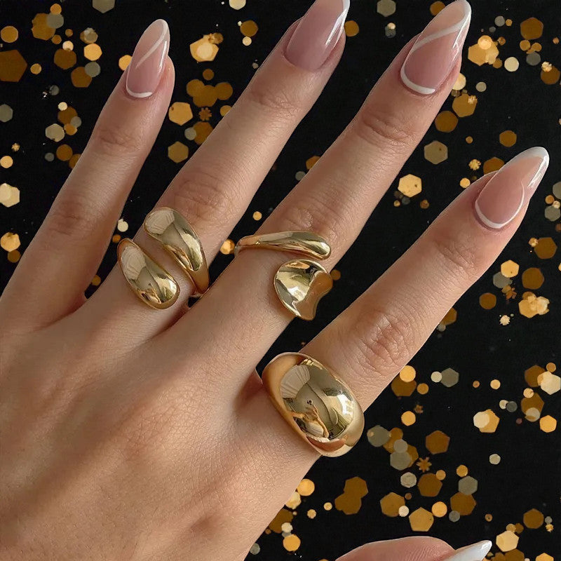 Set de 3 Anillos Dorados "Brisa"