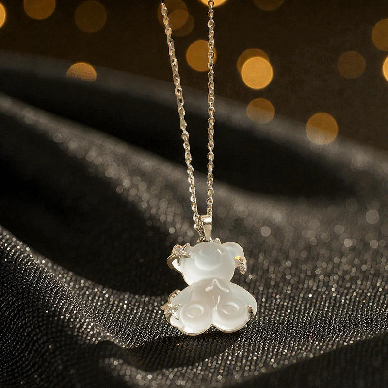 Collar Plateado "Osito Translucido"