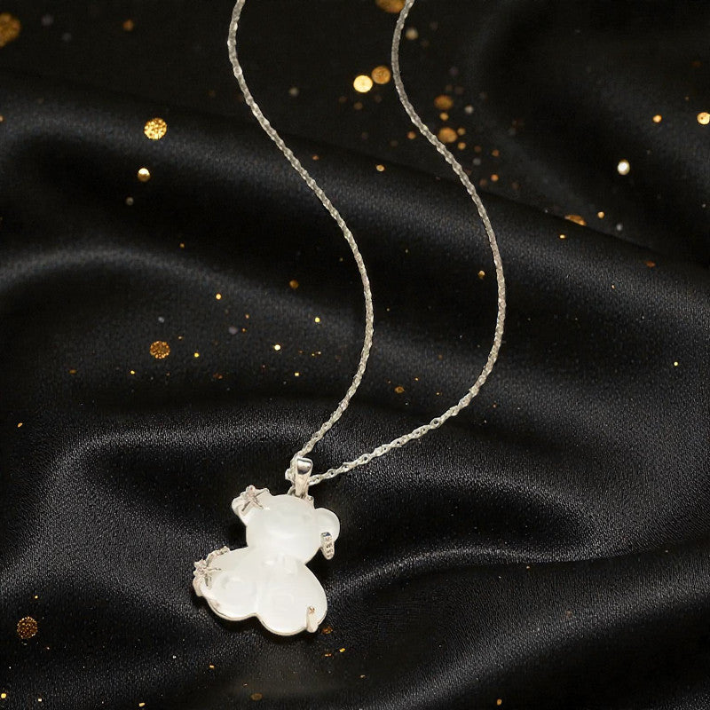 Collar Plateado "Osito Translucido"