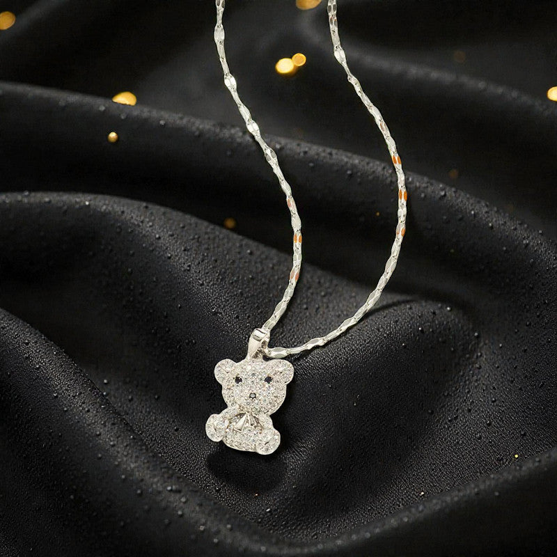 Collar Plateado "Osito Luz"