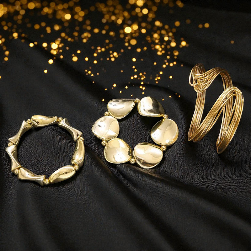 Set  3 Brazaletes Dorados "Viento del Este"